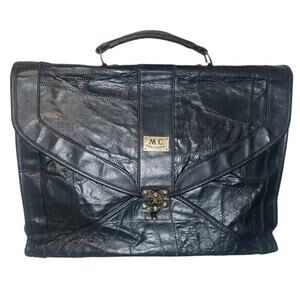 MC Marc Chantal Leather Patchwork Fold Over Cover Briefcase 1.5" x 12" [Vintage]